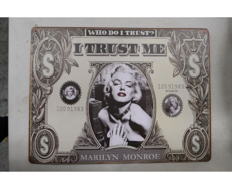 A MAN CAVE METAL MARILYN MONROE NOTE 15 X 12 INCH 