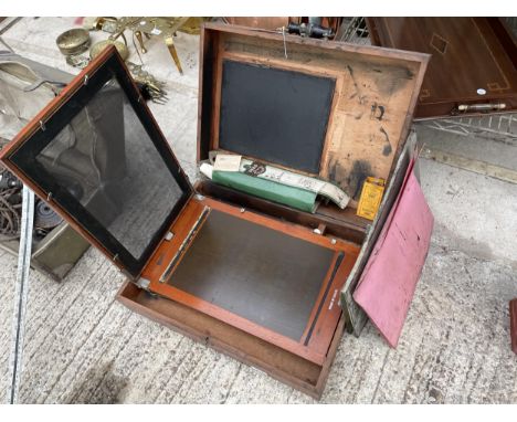 A VINTAGE WOODEN DIAPHRAGM MODEL ELLAMS DUPLICATOR 