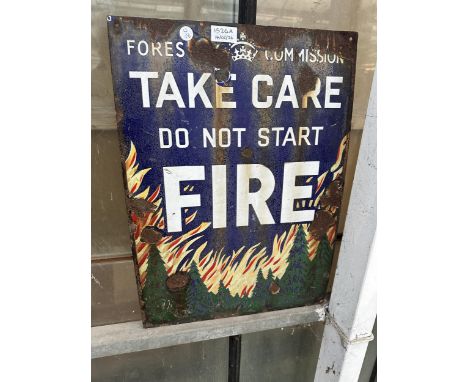A VINTAGE ORIGINAL CAST ENAMEL FORESTRY COMMISION SIGN 