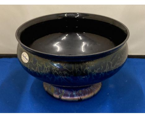 A ROYAL BRIERLEY ART GLASS IRIDESCENT PEDESTAL DISH 