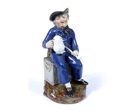 A MID 19TH CENTURY SAILOR TOBY JUG, character jug with tree trunk thrupp handle, 25cm in height
