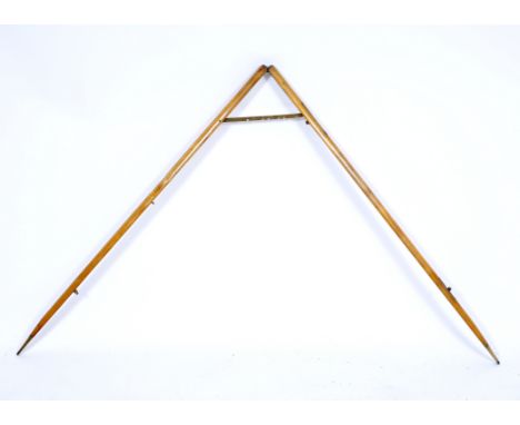 A WOODEN YARD STICK stamped 'C & S 1953' with brass scale and mounts, 90cm closed