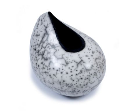 HILARY SIMMS 'Cream Grey Nautilus', raku fired ceramic, signed with a monogram beneath and dated 2012, approximately 63cm wid