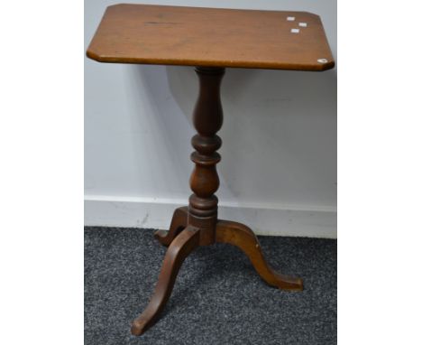 A Victorian mahogany tilt top tripod table, canted rectangular top