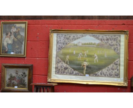 An off set print The English and Australian Cricketers Great Match Lords 19th, 20th and 21st July 1886; 19th Century needlewo