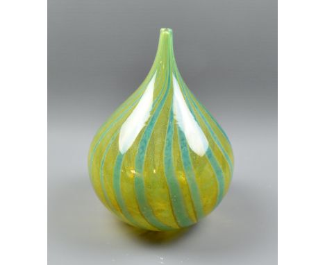 ERIC DOBSON FOR MDINA GLASS; an 'Onion' vase, internally decorated in the 'Sand &amp; Sea' pattern, signed and dated 1974 to 
