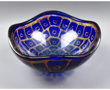 SVEN PALMQUIST FOR ORREFORS; a 'Ravenna' glass bowl with shaped rim, signed and no. 4363 to base, diameter 25.7cm. (D)Additio