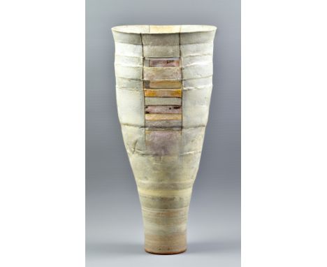 ROBIN WELCH (1936-2019); a tall tapered and pierced stoneware vessel, impressed RW mark, height 49cm. (D)Additional Informati