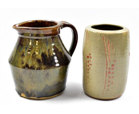 DAVID LEACH (1911-2005) for Lowerdown Pottery; a stoneware pot covered in sage green glaze with copper red decoration, impres