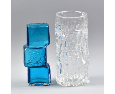 GEOFFREY BAXTER FOR WHITEFRIARS; a 'Drunken Bricklayer' vase in kingfisher blue, with label no. 9673 to base, height 20cm, an