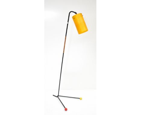 An 'Atomic' floor lamp with yellow fiberglass shade, height approx 130cm.&nbsp;Additional InformationBall feet dented and mar