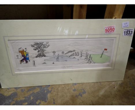 Golfing 'Lucky Bastard' sketch, (54/200), signed Tim. Not available for in-house P&amp;P 