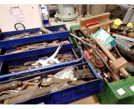 Cantilever toolbox with contents and tray of mixed tools. Not available for in-house P&amp;P 