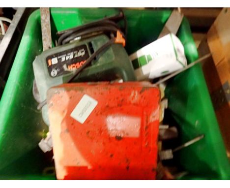 Box of mixed hand tools to include Bosch jigsaw. Not available for in-house P&amp;P 