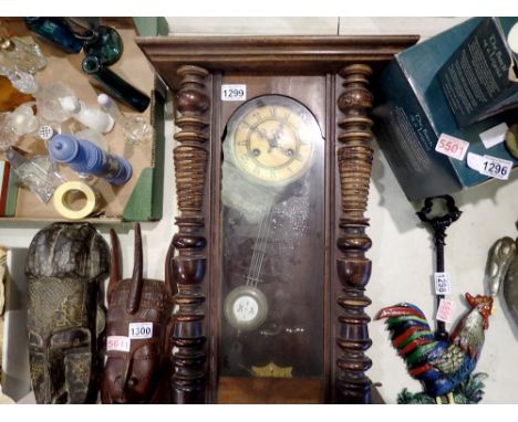 Vintage chiming wall clock with key and pendulum. Not available for in-house P&amp;P 