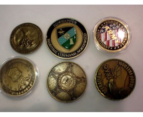 Mixed military coins, including an American example. UK P&amp;P Group 1 (£16+VAT for the first lot and £2+VAT for subsequent 