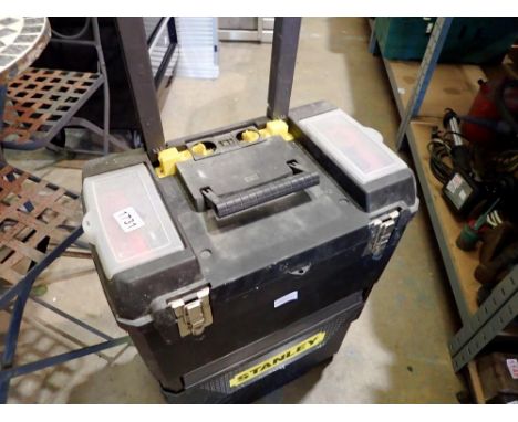Stanley stacking tool box on wheels with contents. Not available for in-house P&amp;P 