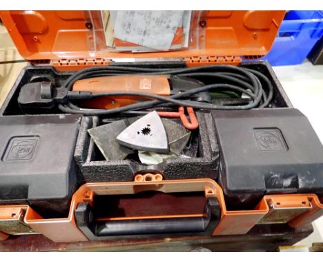 Fein cased multi tool and a wooden tool box. Not available for in-house P&amp;P 