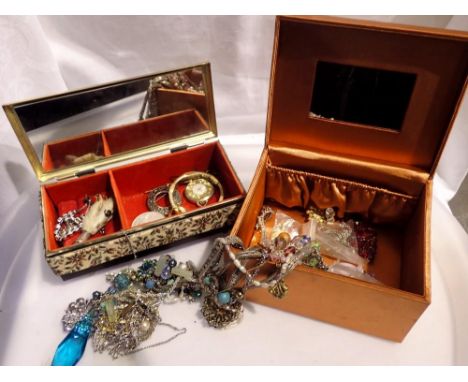 Three jewellery boxes and contents. UK P&amp;P Group 2 (£20+VAT for the first lot and £4+VAT for subsequent lots) 
