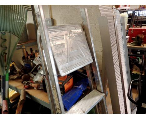 Set of five step aluminium ladders. Not available for in-house P&amp;P 