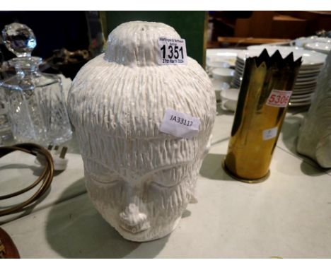 White ceramic Indian Buddha head, H: 27 cm. UK P&amp;P Group 2 (£20+VAT for the first lot and £4+VAT for subsequent lots) 