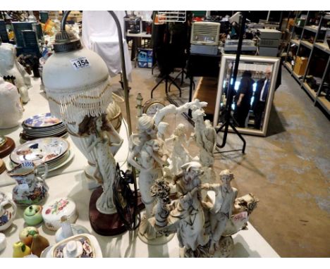 Quantity of ceramic figurines, lamps, clocks (7). All electrical items in this lot have been PAT tested for safety and have p