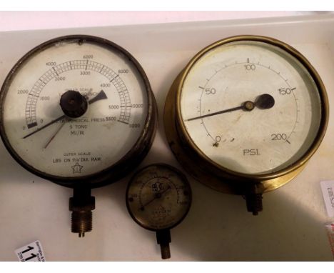 Vintage gauges oxygen/PSI/metallurgical press. Not available for in-house P&amp;P 