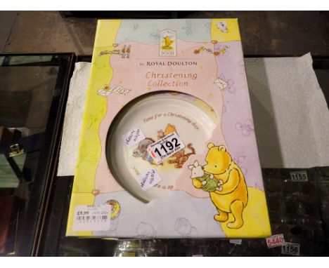 Three piece Royal Doulton ceramic christening set, boxed. UK P&amp;P Group 2 (£20+VAT for the first lot and £4+VAT for subseq