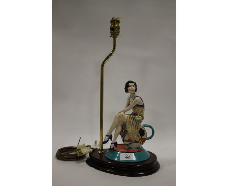 A CERAMIC KEVIN FRANCIS 'YOUNG CLARICE CLIFF' LAMP