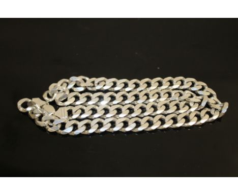 A GENTS SILVER FLAT LINK CHAIN