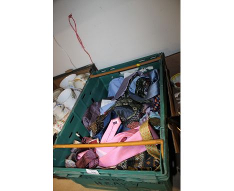 A TRAY OF VINTAGE TIES ETC. 