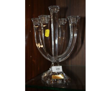 A GERMAN NACHTMANN CRYSTAL FIVE BRANCH CANDLESTICK