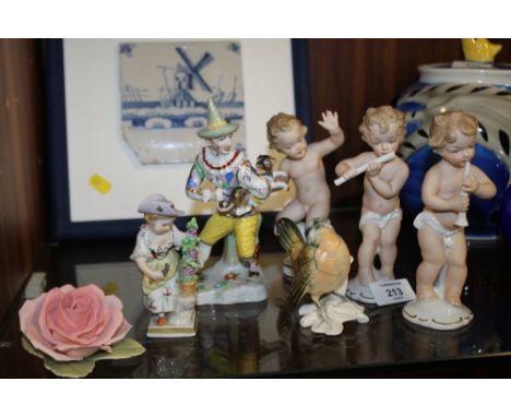 A COLLECTION OF CONTINENTAL CERAMIC FIGURES TO INCLUDE DRESDEN 