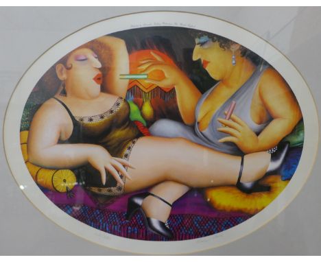 A signed Beryl Cook limited edition print, no. 481/850, Published by Alexander Gallery Ltd., Bristol, 40 x 52cms, framed 