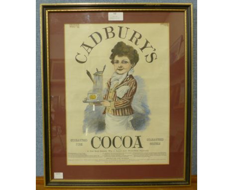 A Cadbury's Cocoa coloured advertising print, framed 