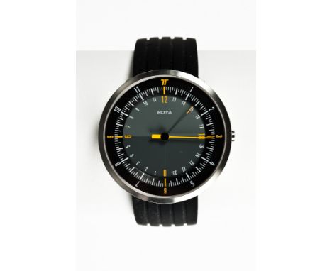 BOTTA DUO 24 WRIST WATCH
the dial with baton and arabic numerals, in a stainless steel case, on a rubber strap, with original