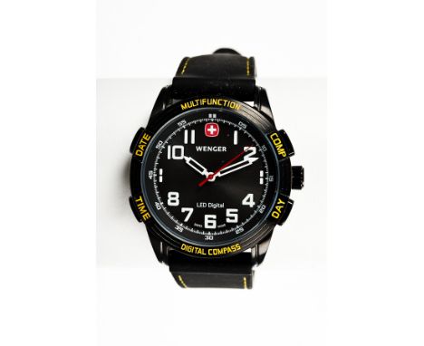 WENGER LED NOMAD WRIST WATCH
digital compass model, the dial with arabic numerals and also with digital back-lit dial, on ori