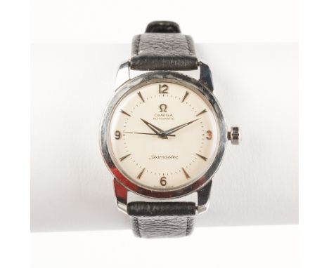 GENTLEMAN'S STAINLESS STEEL OMEGA SEAMASTER WRIST WATCH
the dial with Arabic and arrow numerals, in a stainless steel case, o