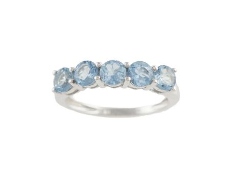 Two gem-set rings and a pair of ear studs, comprising a rectangular step-cut blue topaz, mounted in 9 carat gold, ring size J