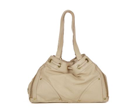 Mulberry, a cream leather Poppy handbag, featuring gold-tone hardware, adorned with grommets, studs and side zip details, wit