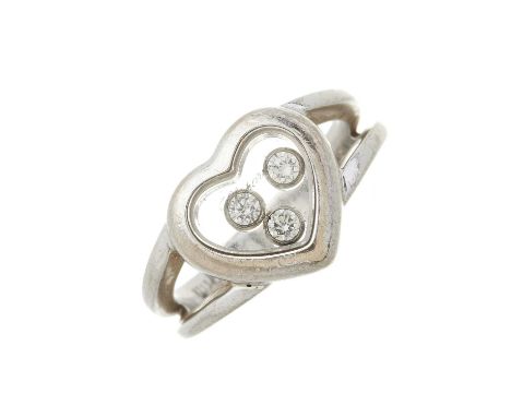 Chopard, an 18ct gold Happy Diamonds heart-shape ring, circa 1999, signed Chopard, serial 9213458, total diamond weight 0.17c