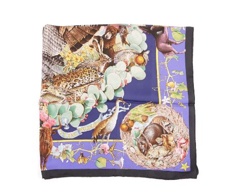 Hermes, a Faune Et Flore Du Texas silk scarf, designed by Oliver Kermit and first issued in 1986, created on the occasion of 