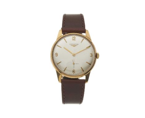 Longines, a 9ct gold wrist watch, circa 1965, case stamped BAUME 33621, signed manual wind movement calibre 370, serial 13322
