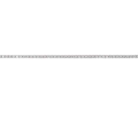 An 18ct gold brilliant-cut diamond line bracelet, total diamond weight 3.50ct, engraved to clasp, estimated H-J colour, VS cl