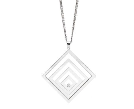 Chopard, an 18ct gold brilliant-cut diamond Happy Spirit pendant, designed as a glazed panel, suspended from a triple-row cha