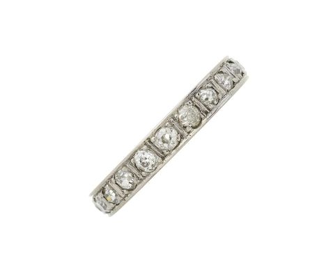 A mid 20th century old-cut diamond full eternity ring, estimated total diamond weight 1ct, I-J colour, SI clarity, ring size 