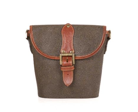 Mulberry, a Scotchgrain messenger bucket bag, crafted from green pebbled coated canvas, with tan leather trim, brushed gold-t