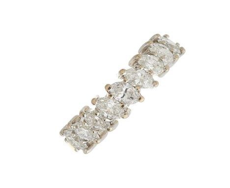 An 18ct gold marquise-shape diamond half eternity ring, estimated total diamond weight 0.60ct, I-J colour, VS clarity, hallma