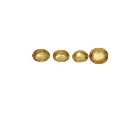 Four oval-shape yellow sapphires, estimated total weight 5.80ct, currently loose from mount, 1.1gOverall good conditionSapphi