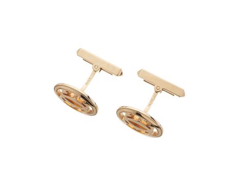 Cartier, a pair of 18ct rose gold Double C de Cartier cufflinks, each with hinged reverse, signed Cartier, serial A3783, Swis